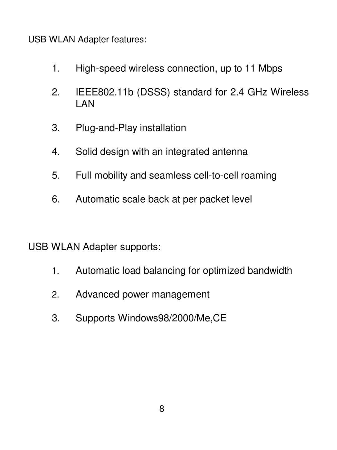 Acer IEEE 802.11b Wireless USB Adapter manual Lan 