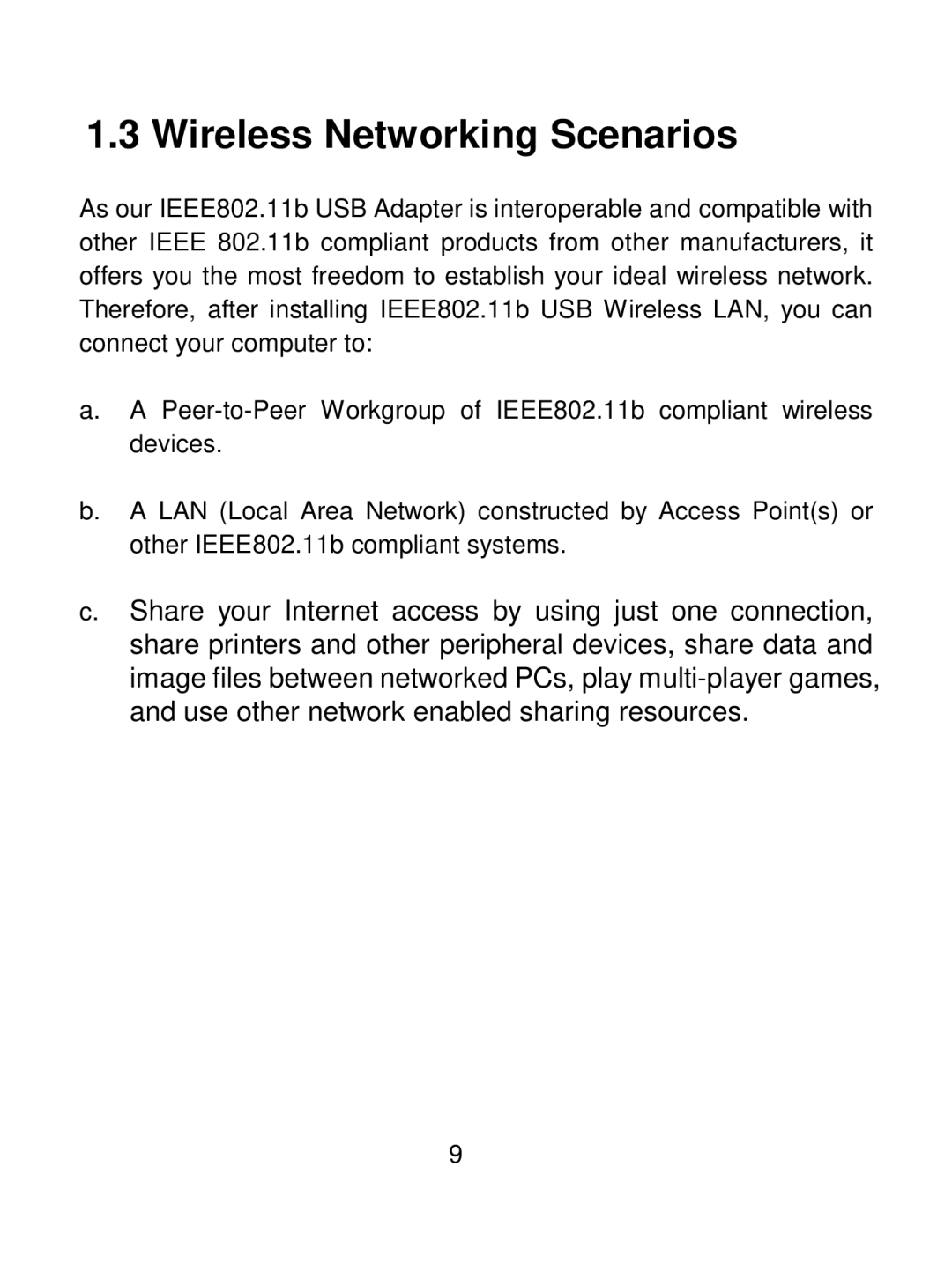 Acer IEEE 802.11b Wireless USB Adapter manual Wireless Networking Scenarios 