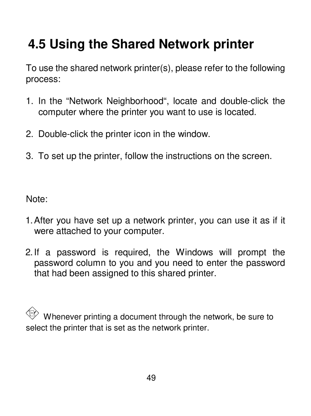 Acer IEEE 802.11b Wireless USB Adapter manual Using the Shared Network printer 