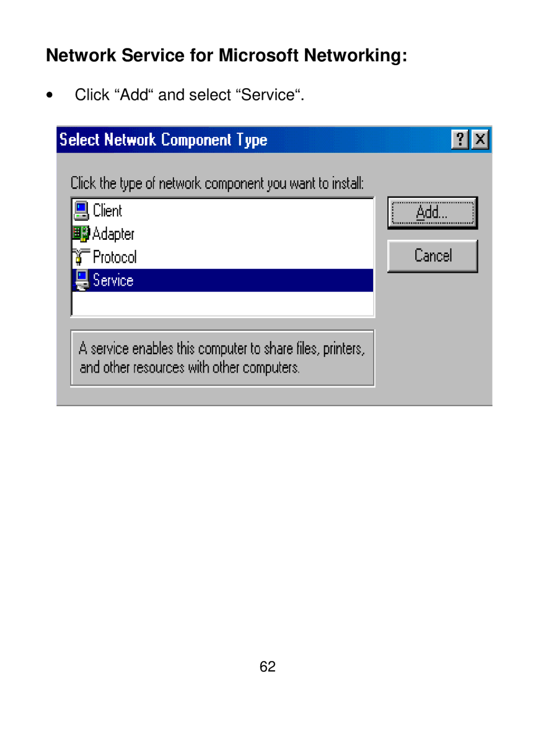 Acer IEEE 802.11b Wireless USB Adapter manual Network Service for Microsoft Networking 