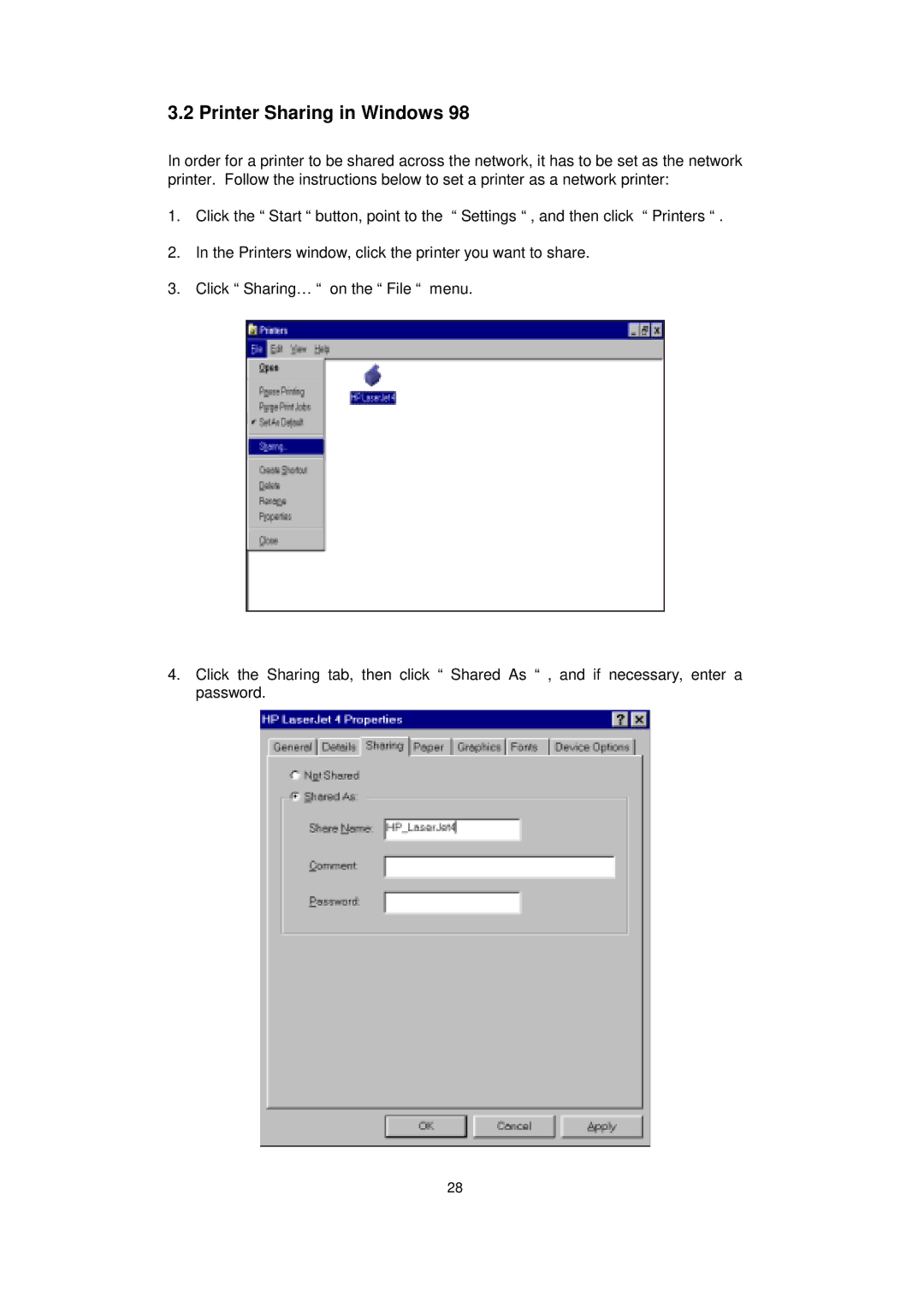 Acer IEEE 802.11b WLAN PC Card manual Printer Sharing in Windows 