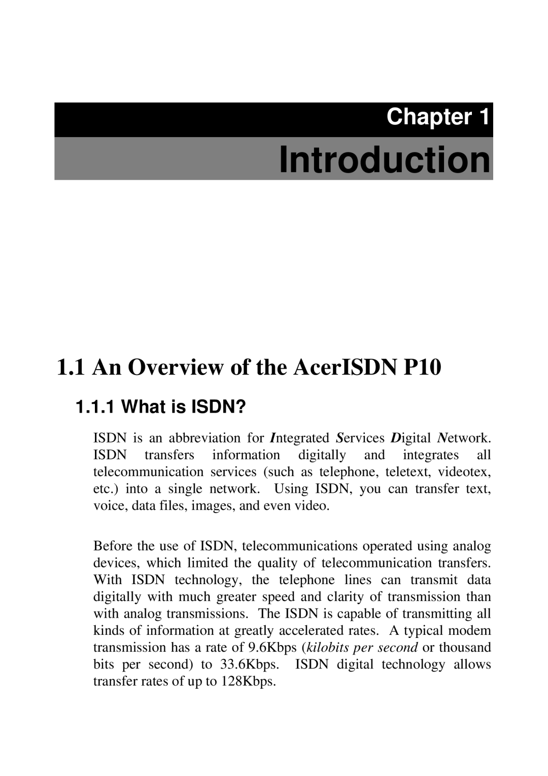 Acer manual Introduction, An Overview of the AcerISDN P10 