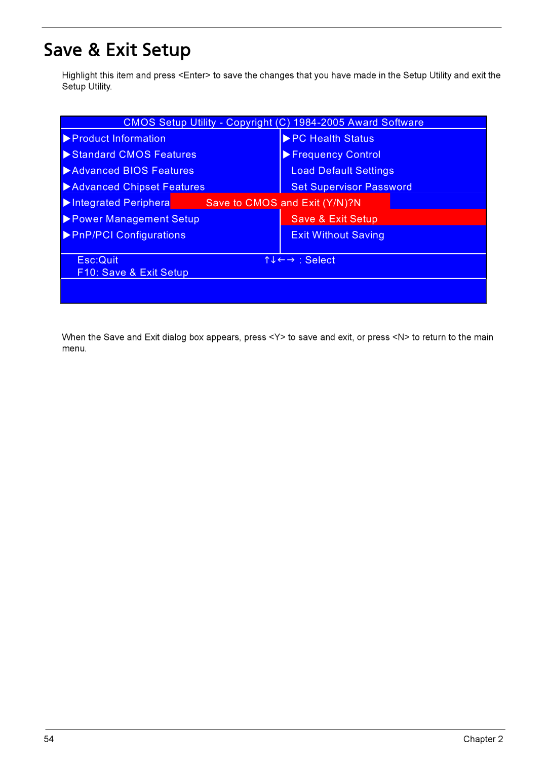 Acer L310 manual Save & Exit Setup 