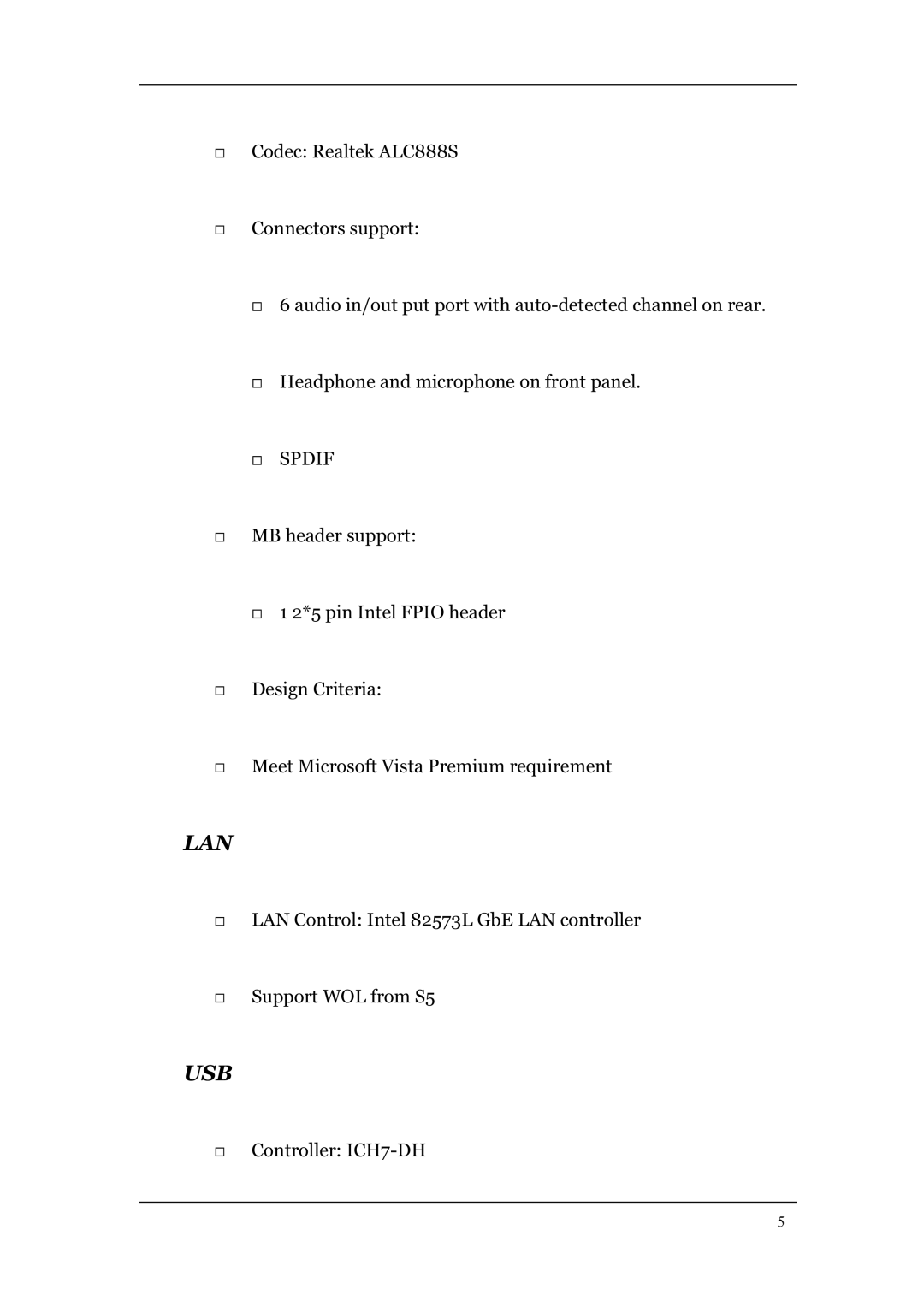 Acer L460 manual Usb, Spdif 