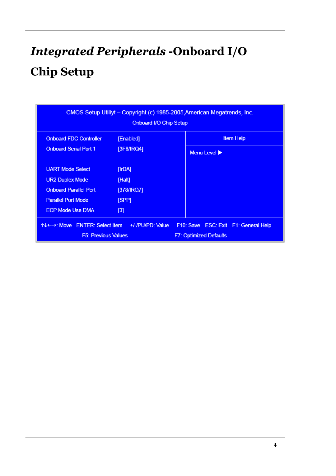 Acer L460 manual Integrated Peripherals -Onboard I/O, Chip Setup 