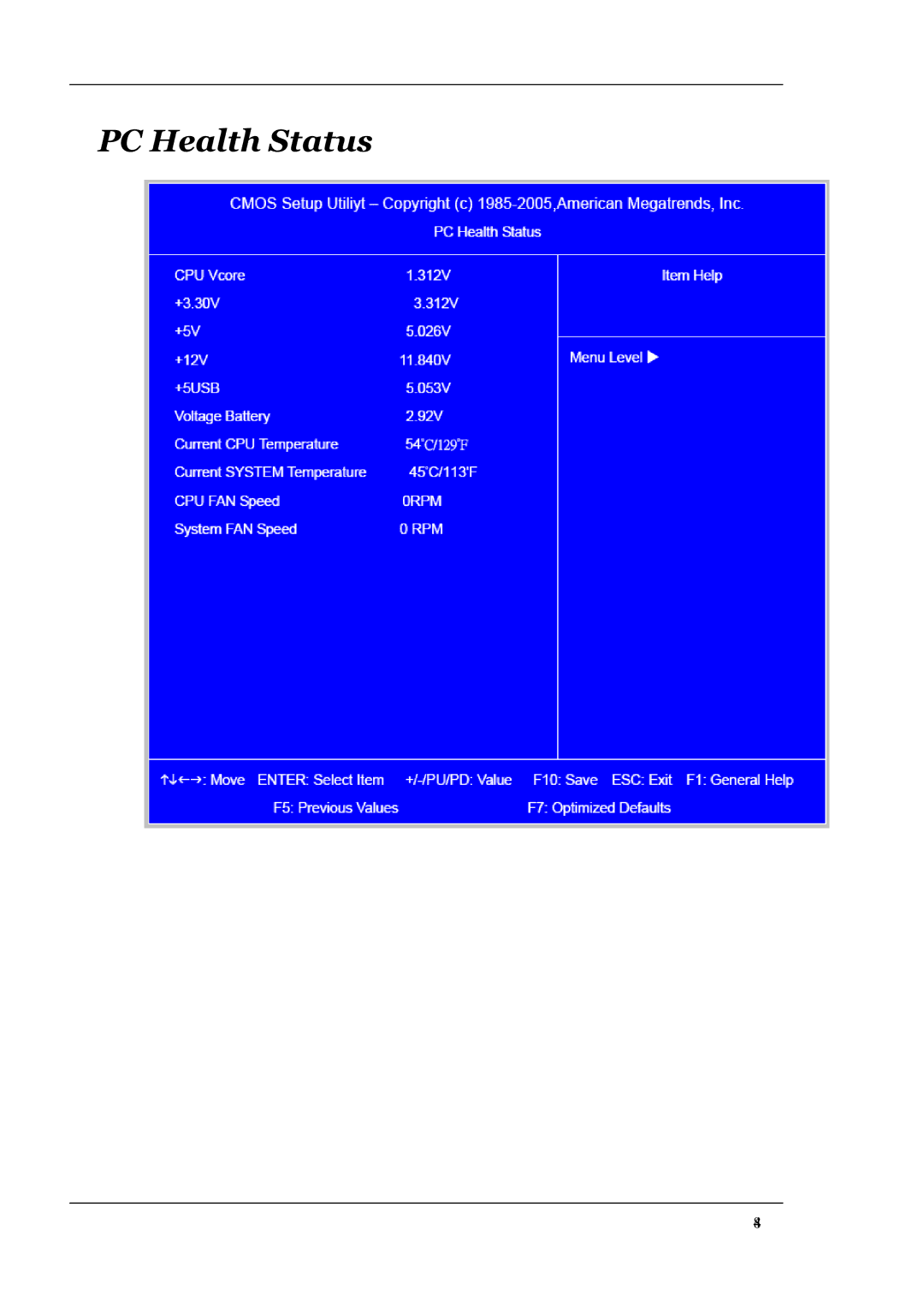 Acer L460 manual PC Health Status 