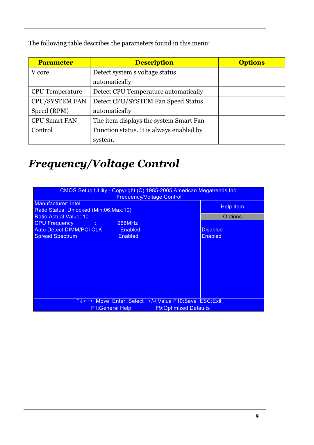 Acer L460 manual Frequency/Voltage Control, Cpu/System Fan 