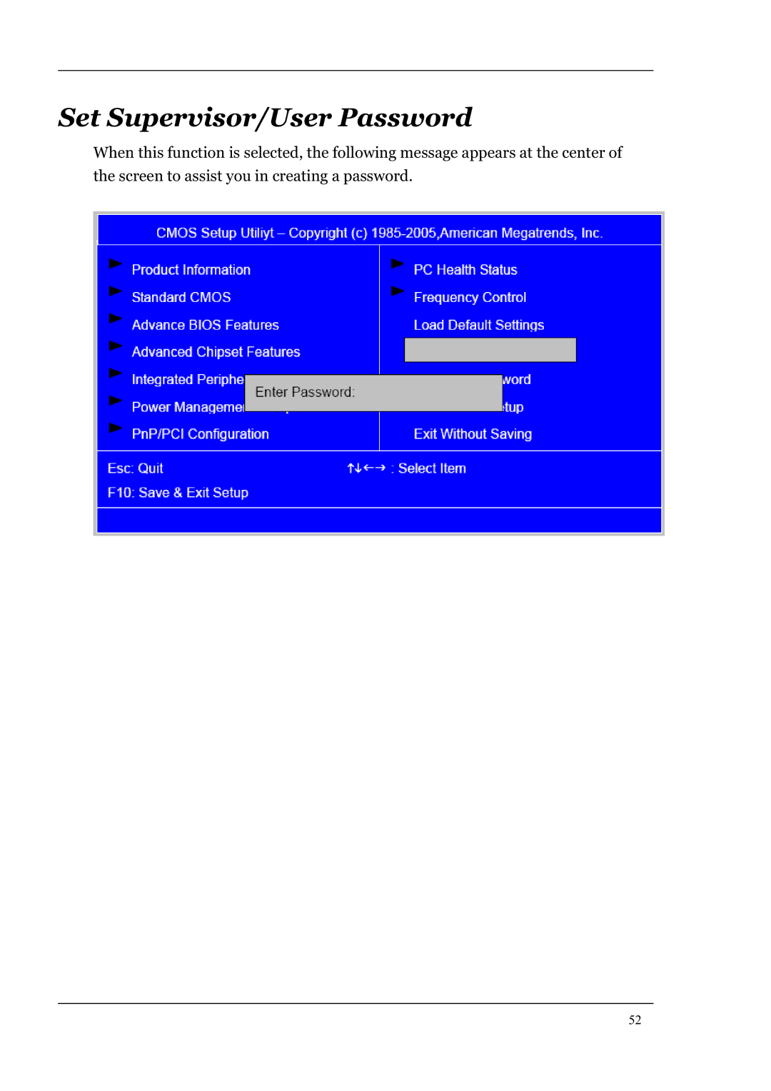 Acer L460 manual Set Supervisor/User Password 