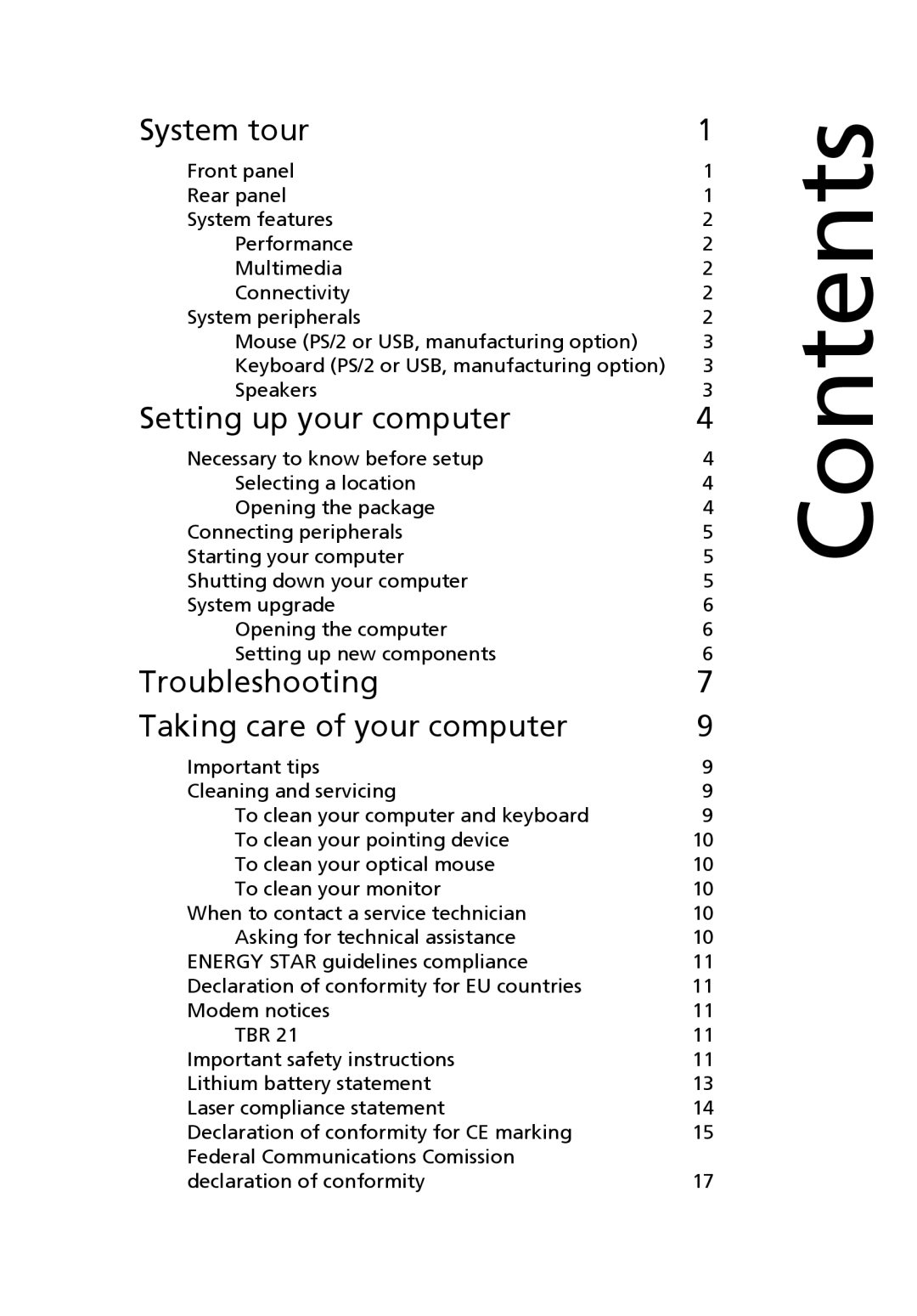 Acer laptop manual Contents 