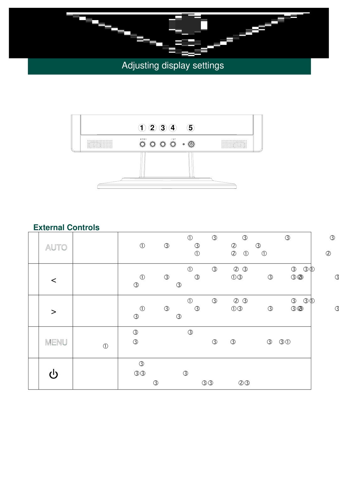 Acer LCD Monito specifications Adjusting display settings, External Controls 