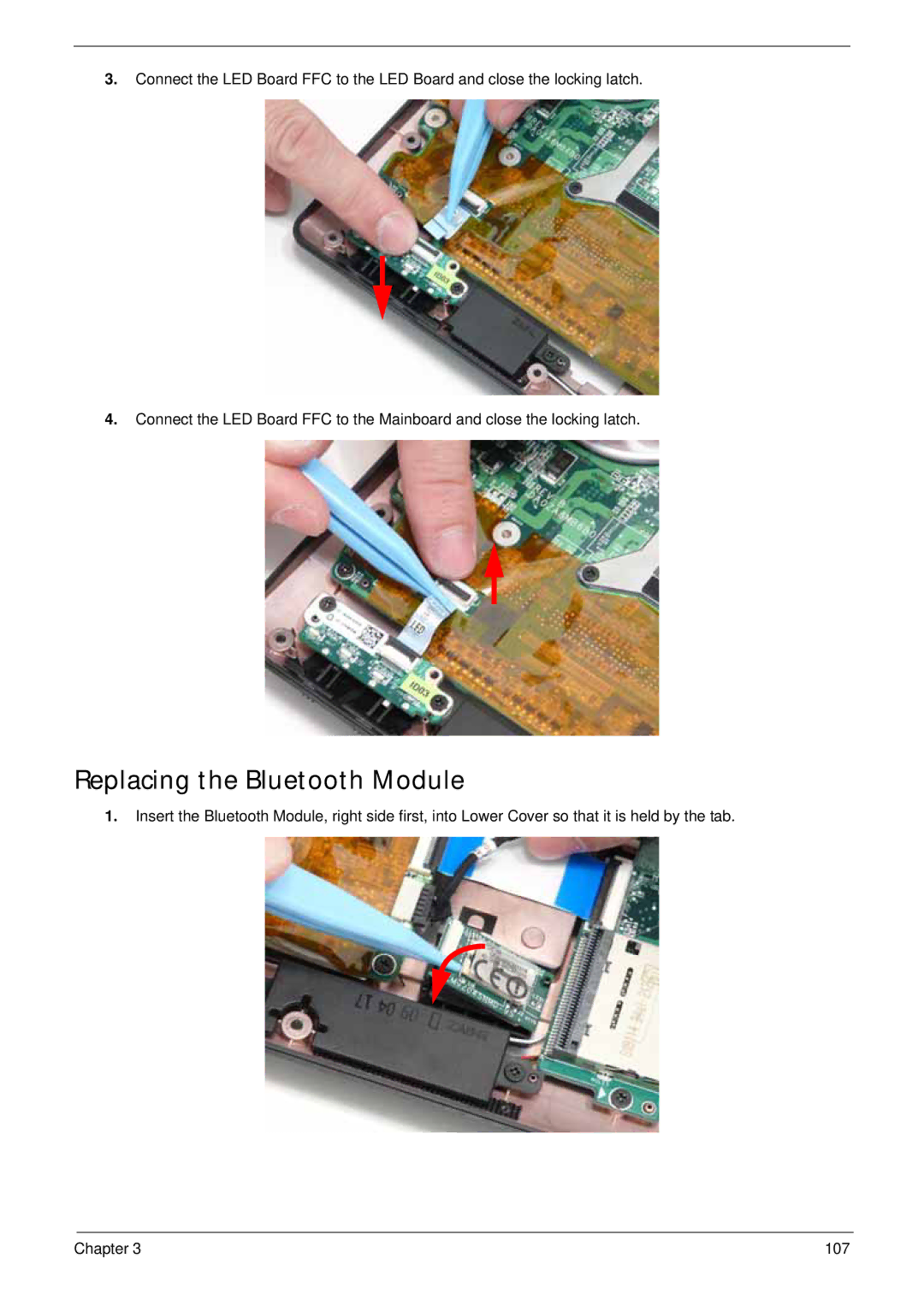 Acer LT31 manual Replacing the Bluetooth Module 