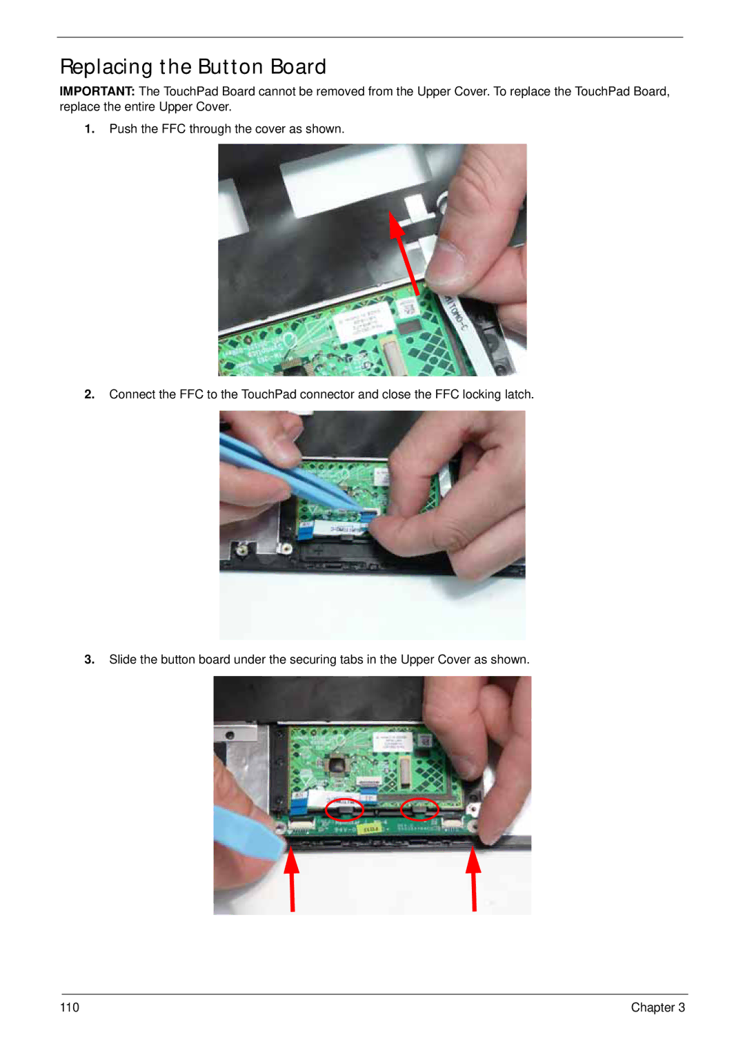 Acer LT31 manual Replacing the Button Board 