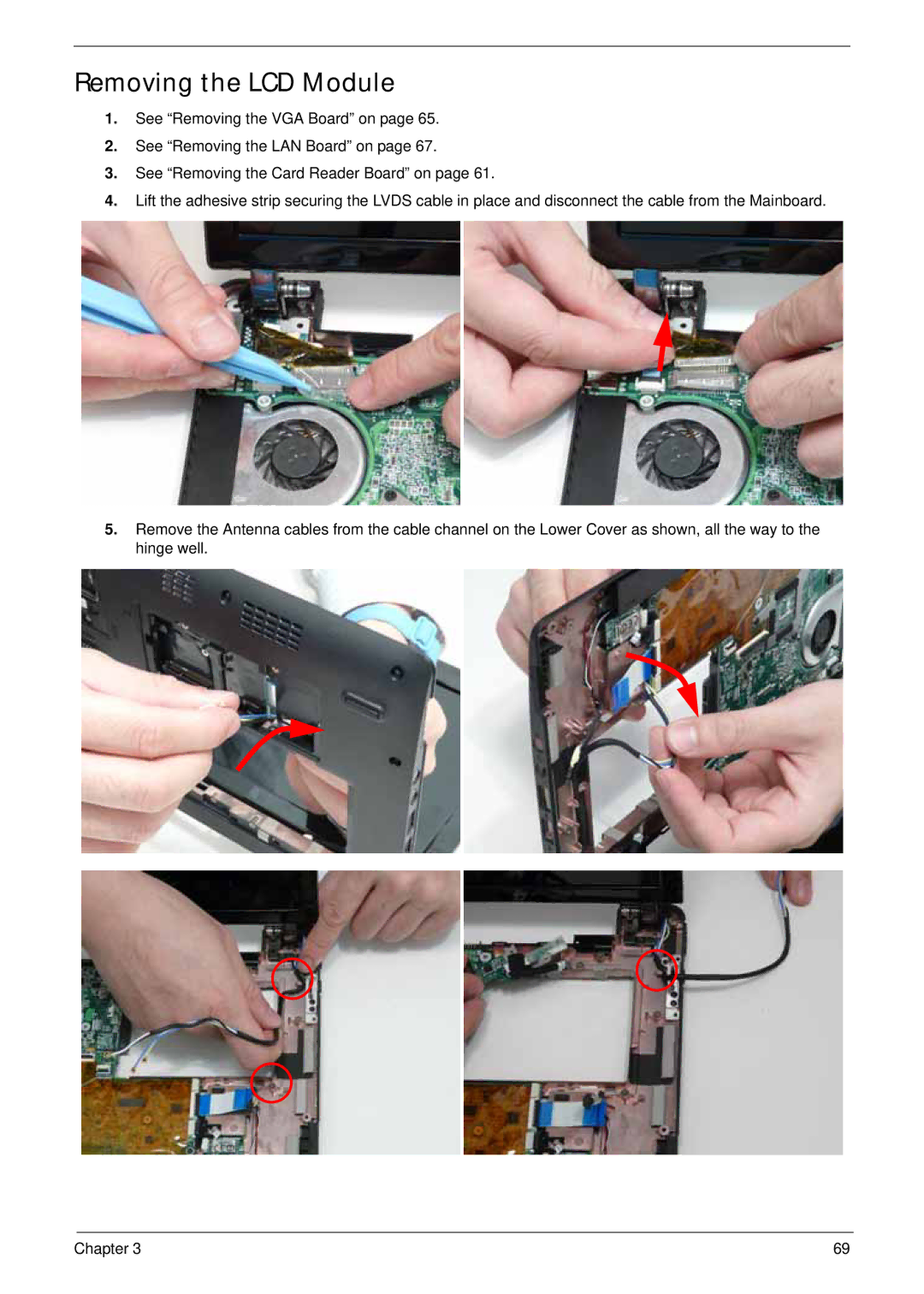 Acer LT31 manual Removing the LCD Module 