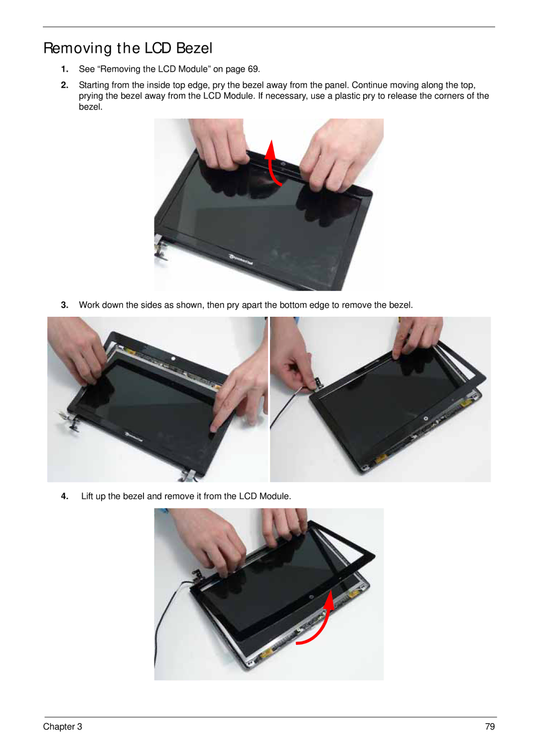 Acer LT31 manual Removing the LCD Bezel 