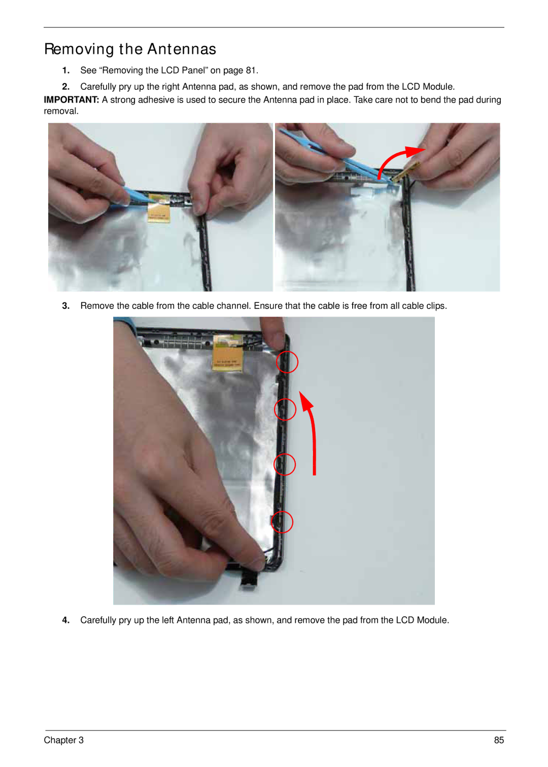 Acer LT31 manual Removing the Antennas 