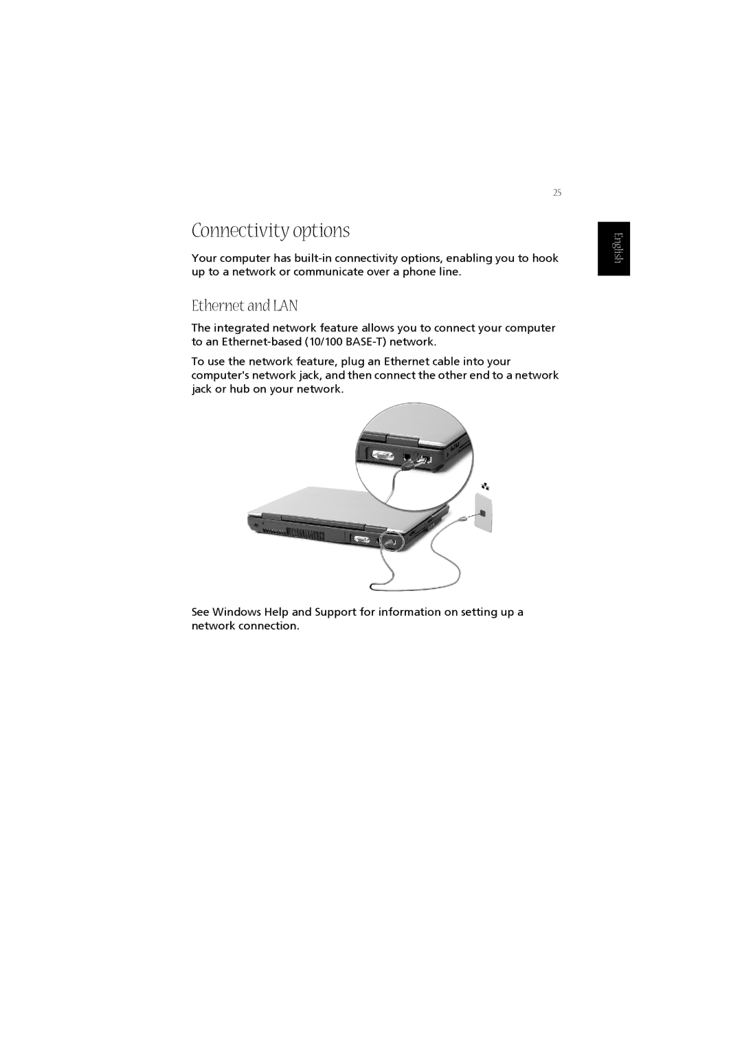 Acer 1670 Series, LW80 manual Connectivity options, Ethernet and LAN 