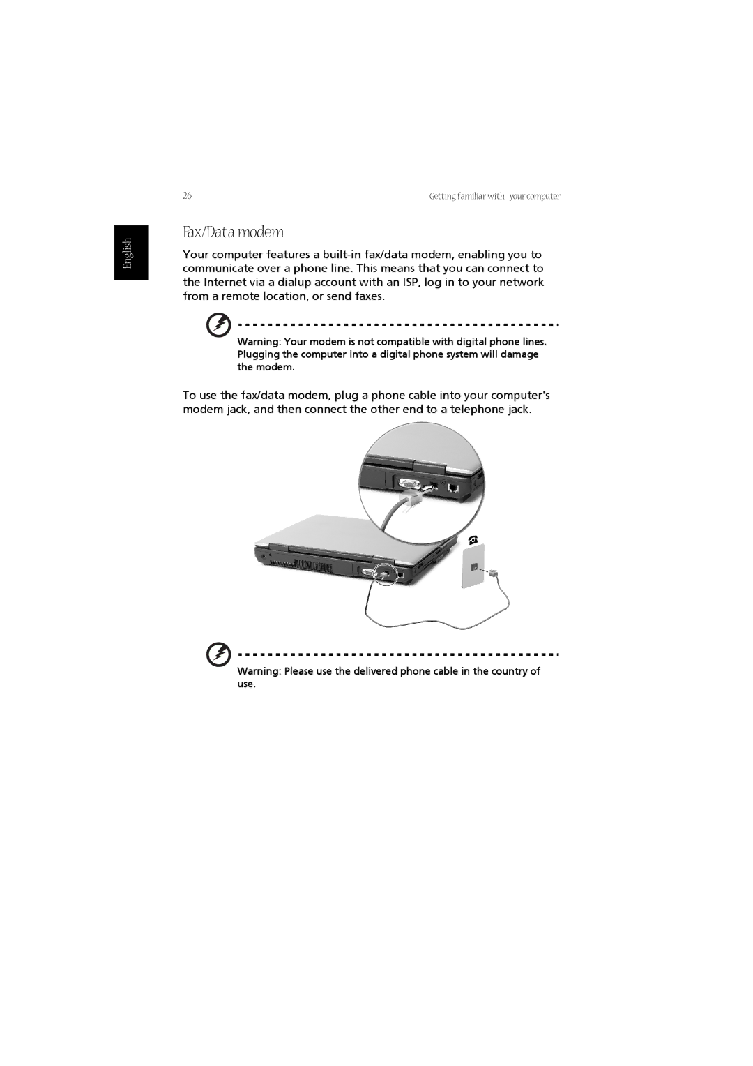 Acer LW80, 1670 Series manual Fax/Data modem 