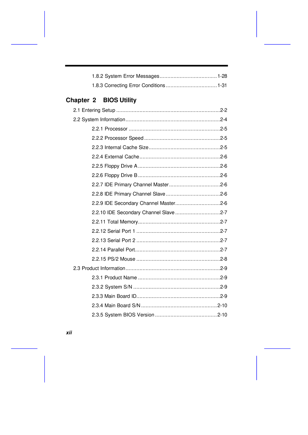 Acer M11E manual Bios Utility, Xii 