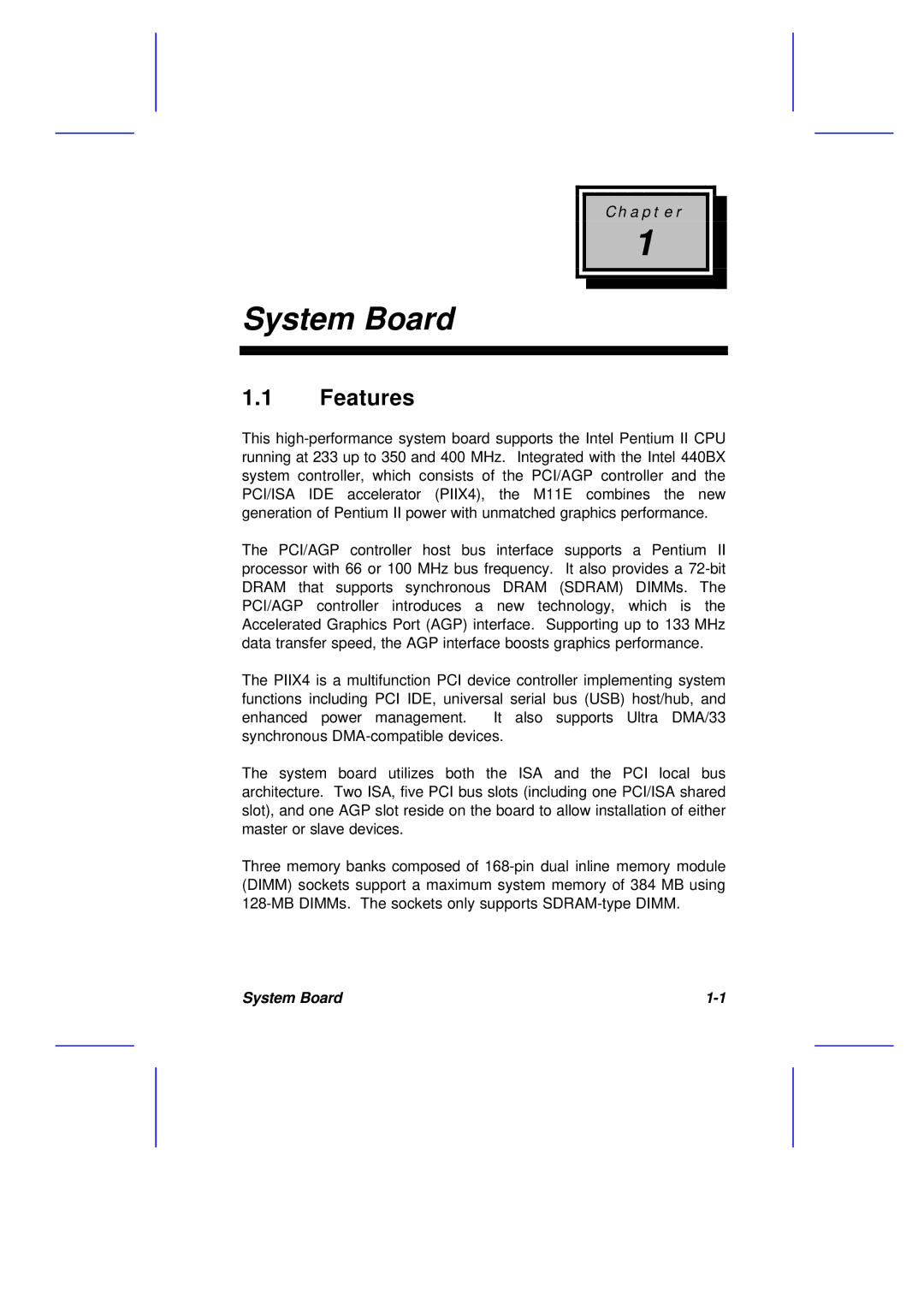 Acer M11E manual System Board, Features 