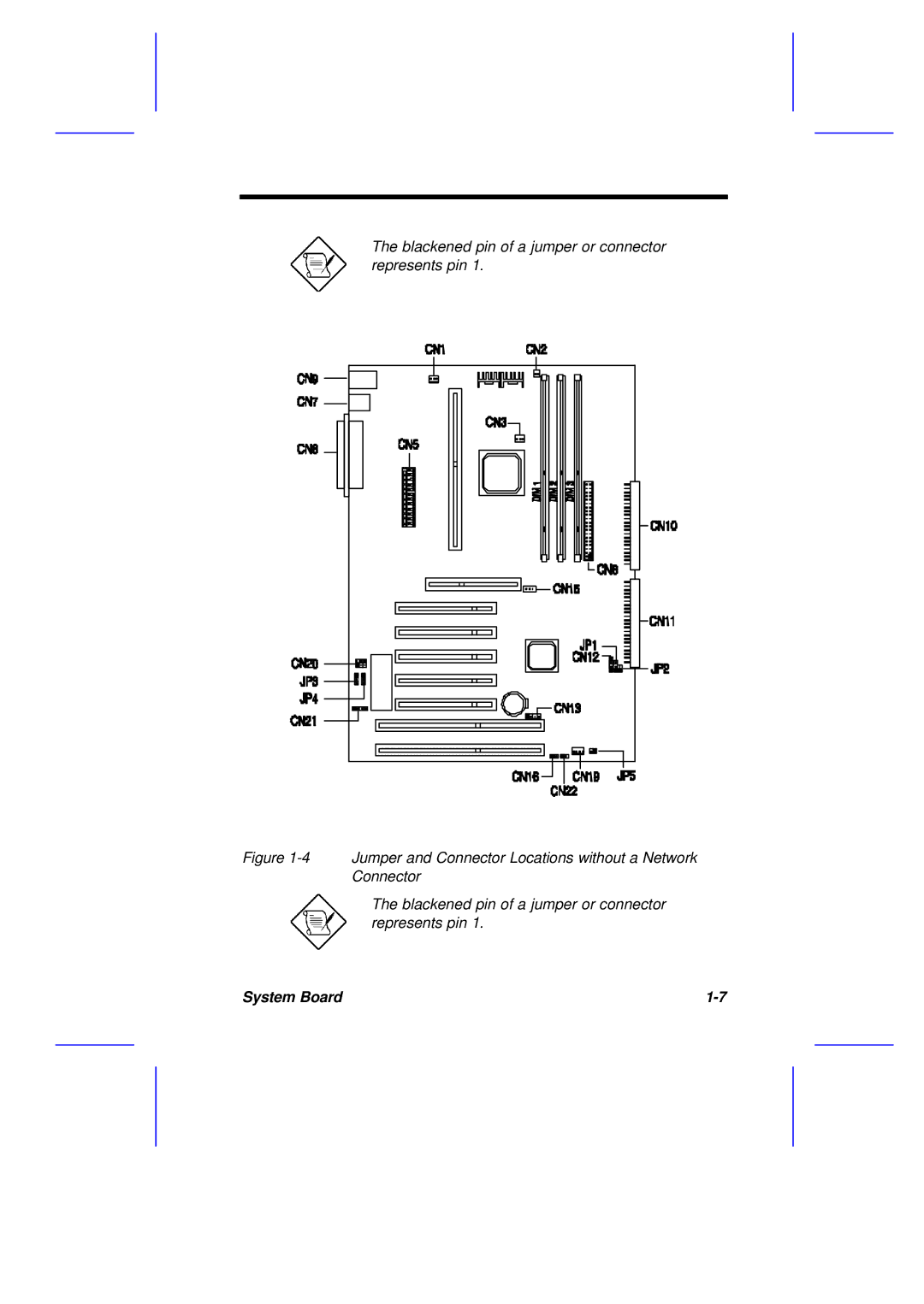 Acer M11E manual Blackened pin of a jumper or connector represents pin 