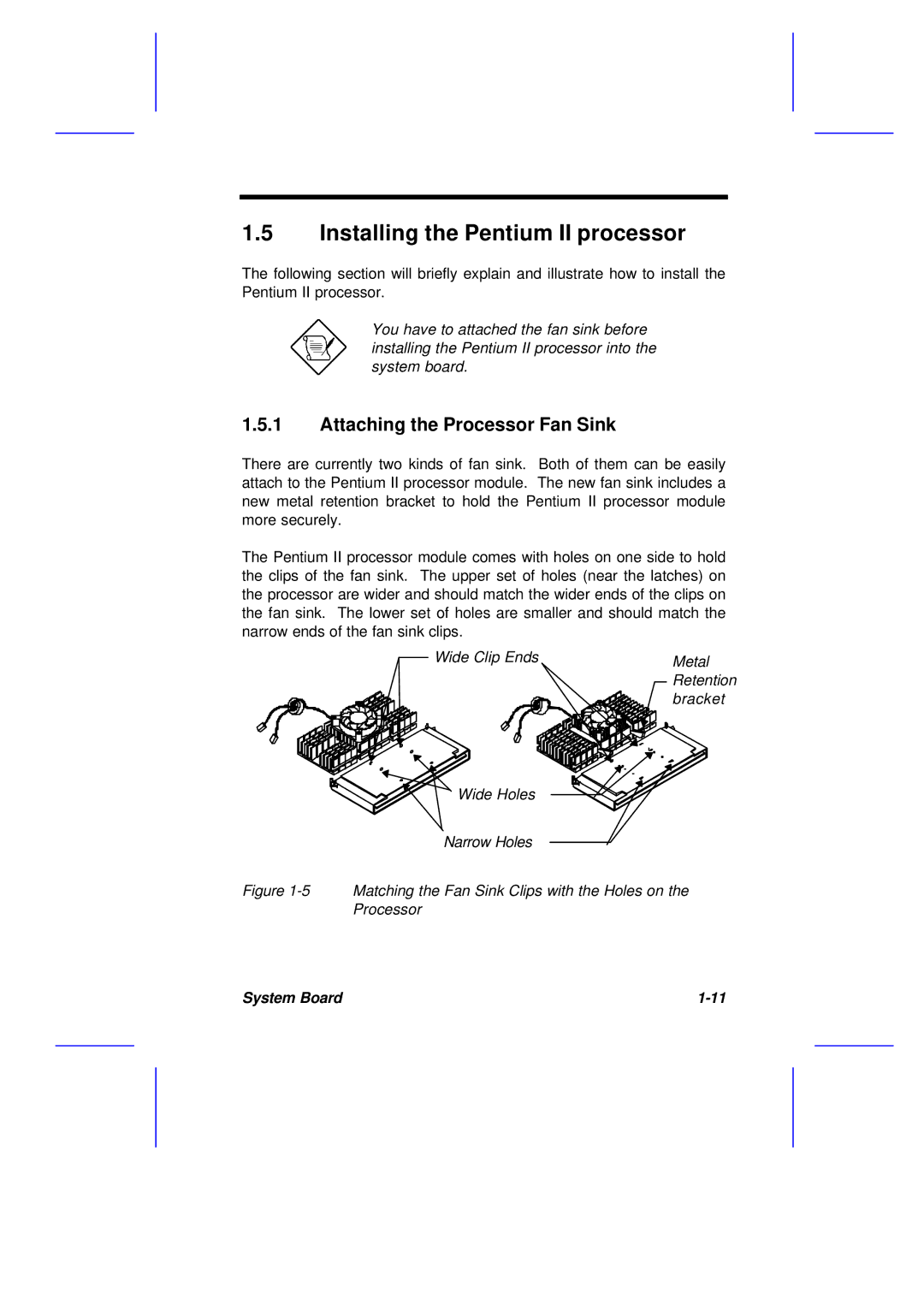 Acer M11E manual Installing the Pentium II processor, Attaching the Processor Fan Sink 