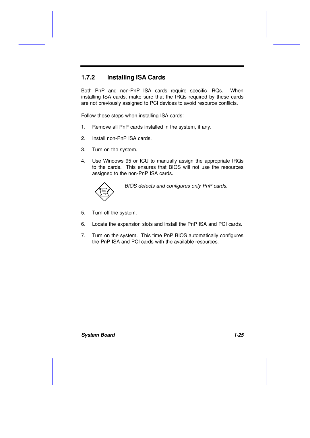 Acer M11E manual Installing ISA Cards, Bios detects and configures only PnP cards 