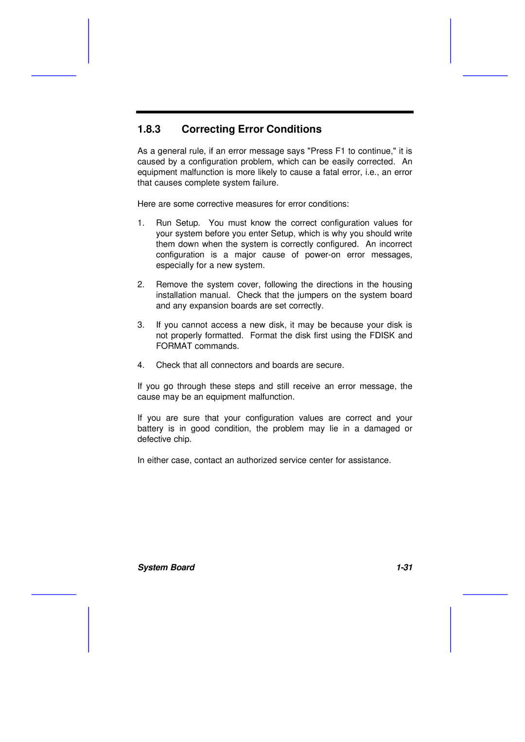 Acer M11E manual Correcting Error Conditions 