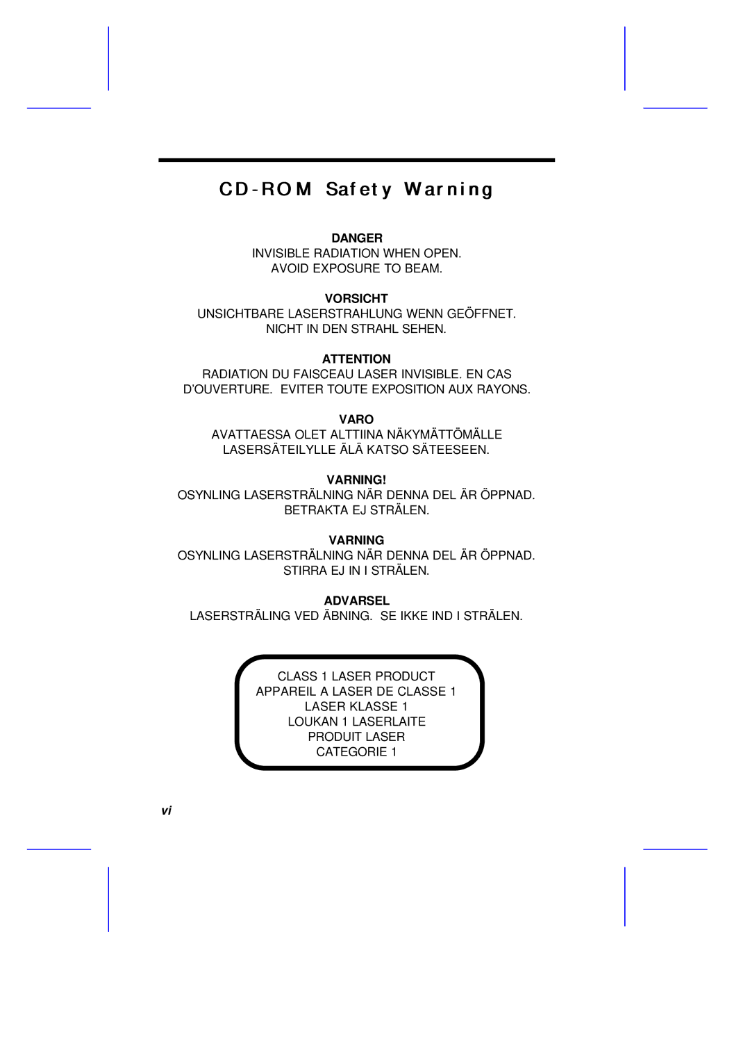 Acer M11E manual CD ROM Safety Warning 