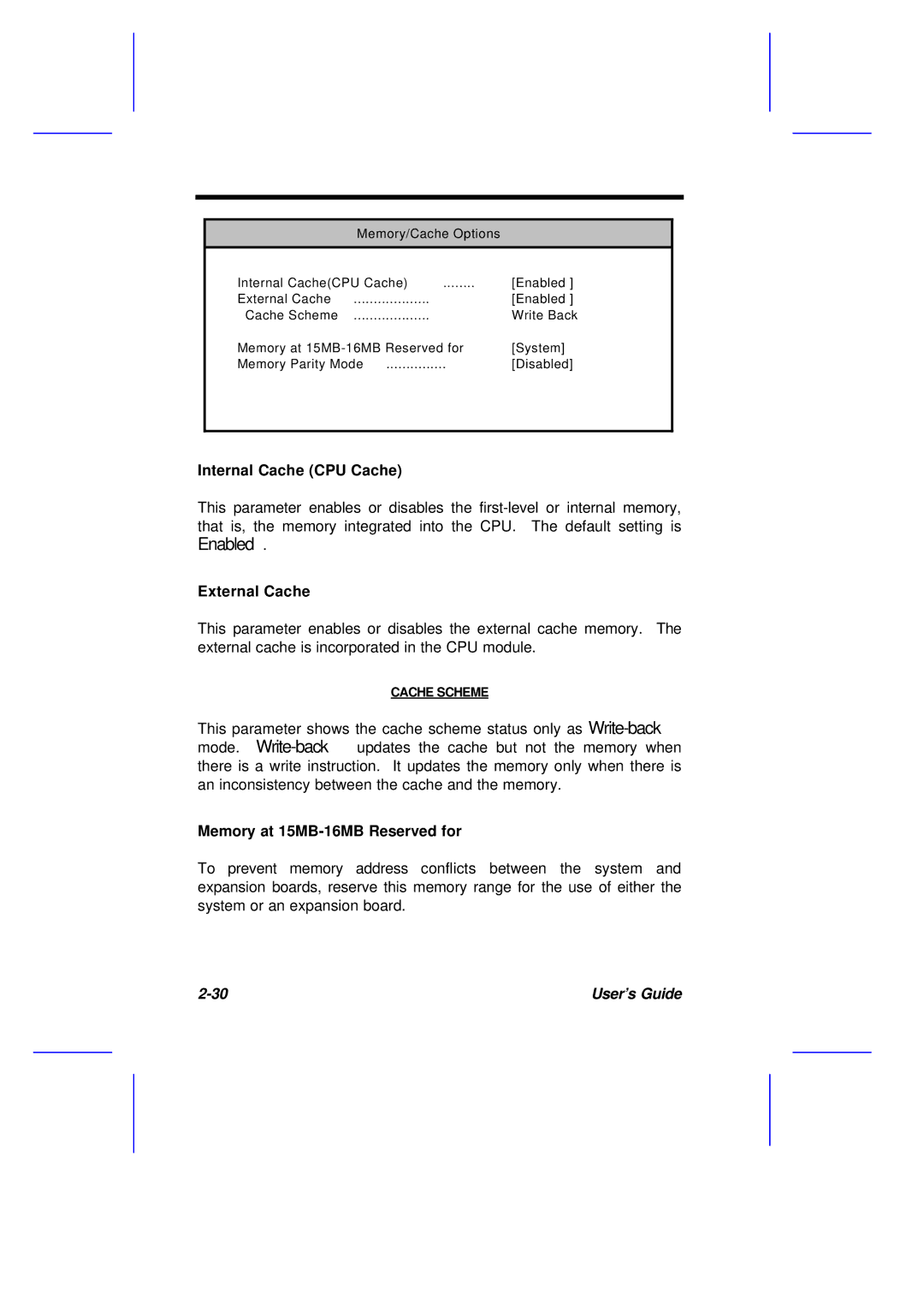 Acer M11E manual Internal Cache CPU Cache, External Cache, Memory at 15MB-16MB Reserved for 