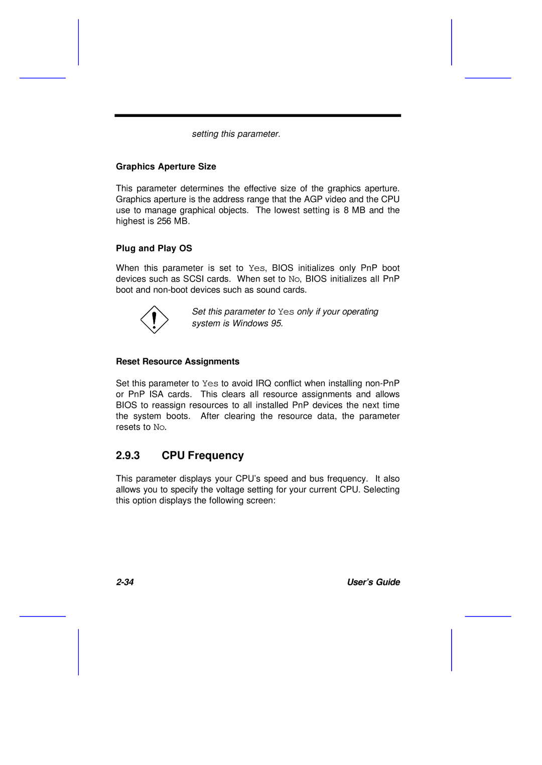 Acer M11E manual CPU Frequency, Graphics Aperture Size, Plug and Play OS, Reset Resource Assignments 