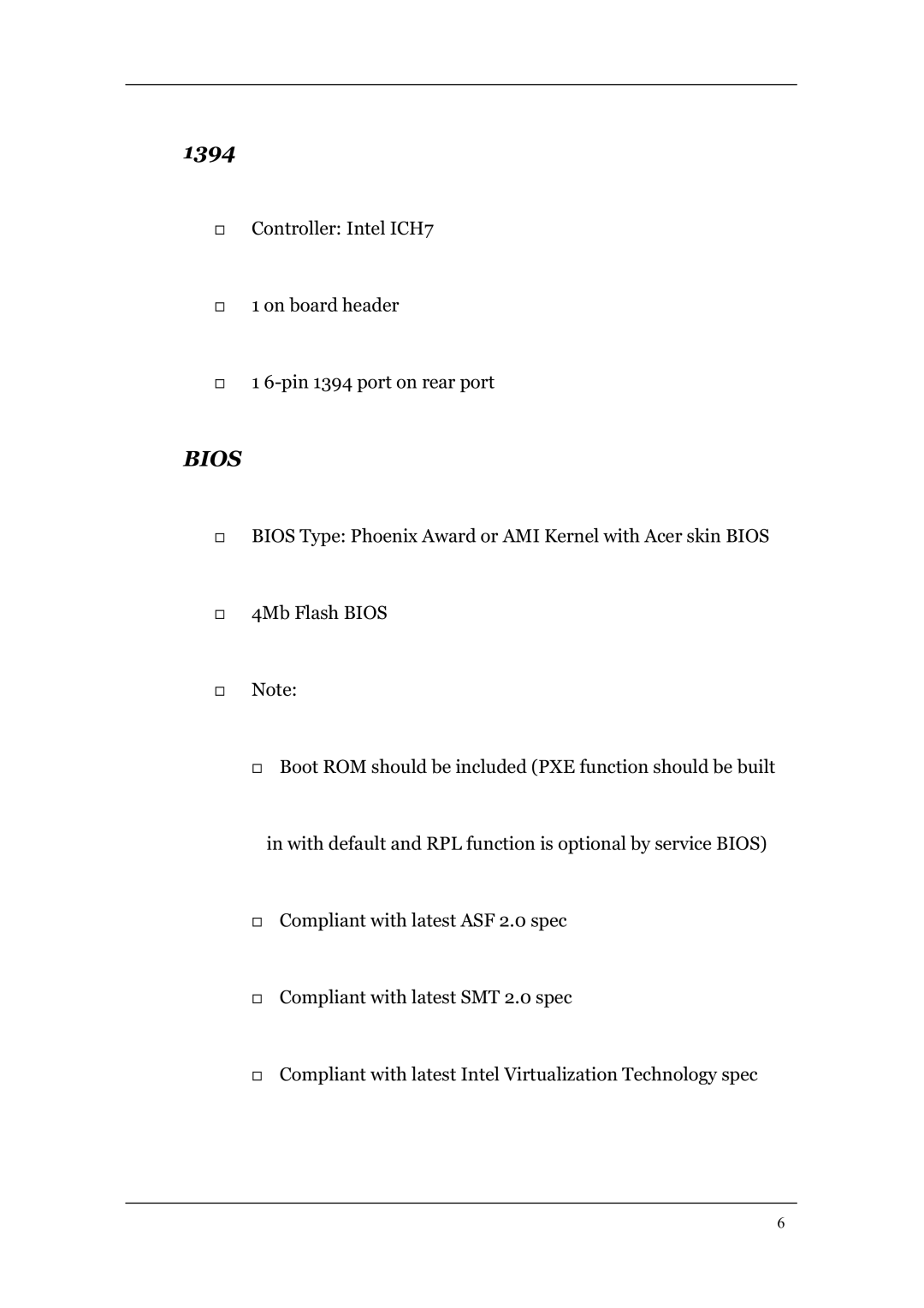 Acer M1620 manual Bios 