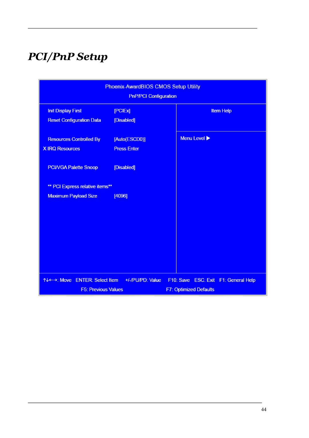 Acer M1620 manual PCI/PnP Setup 