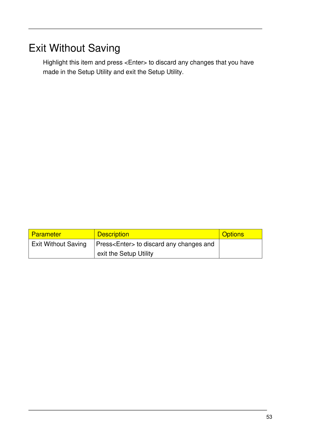 Acer M1620 manual Exit Without Saving 