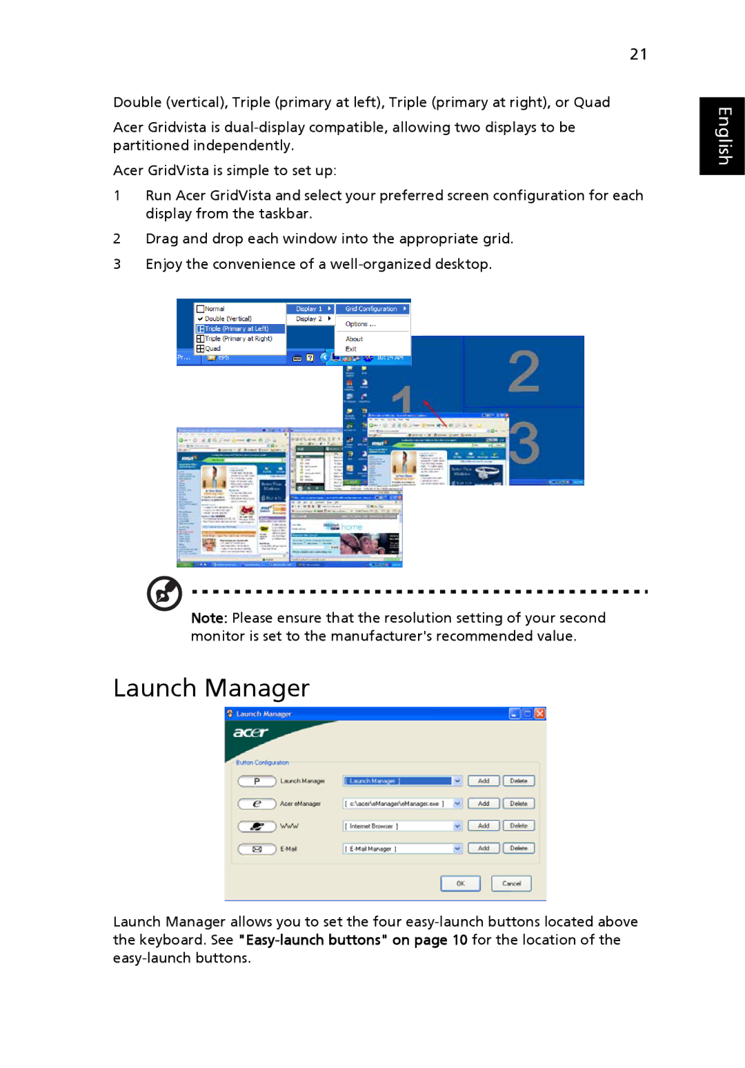 Acer 1640Z, M1640 manual Launch Manager 