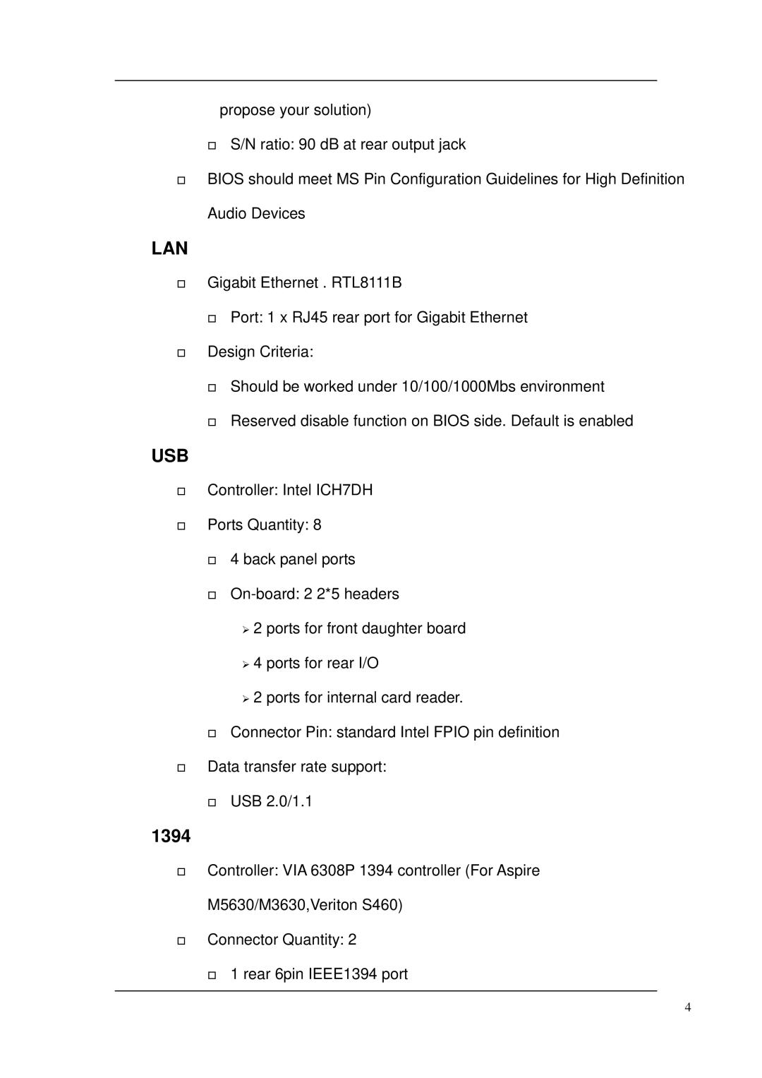 Acer M265 manual Lan 