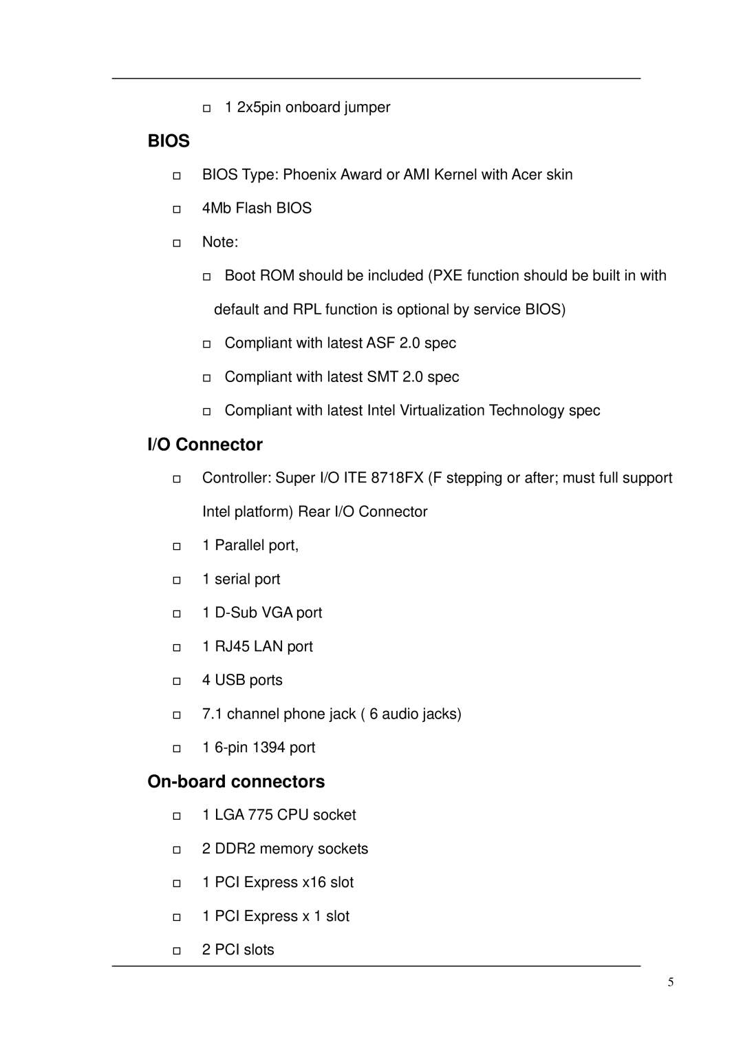 Acer M265 manual Bios 