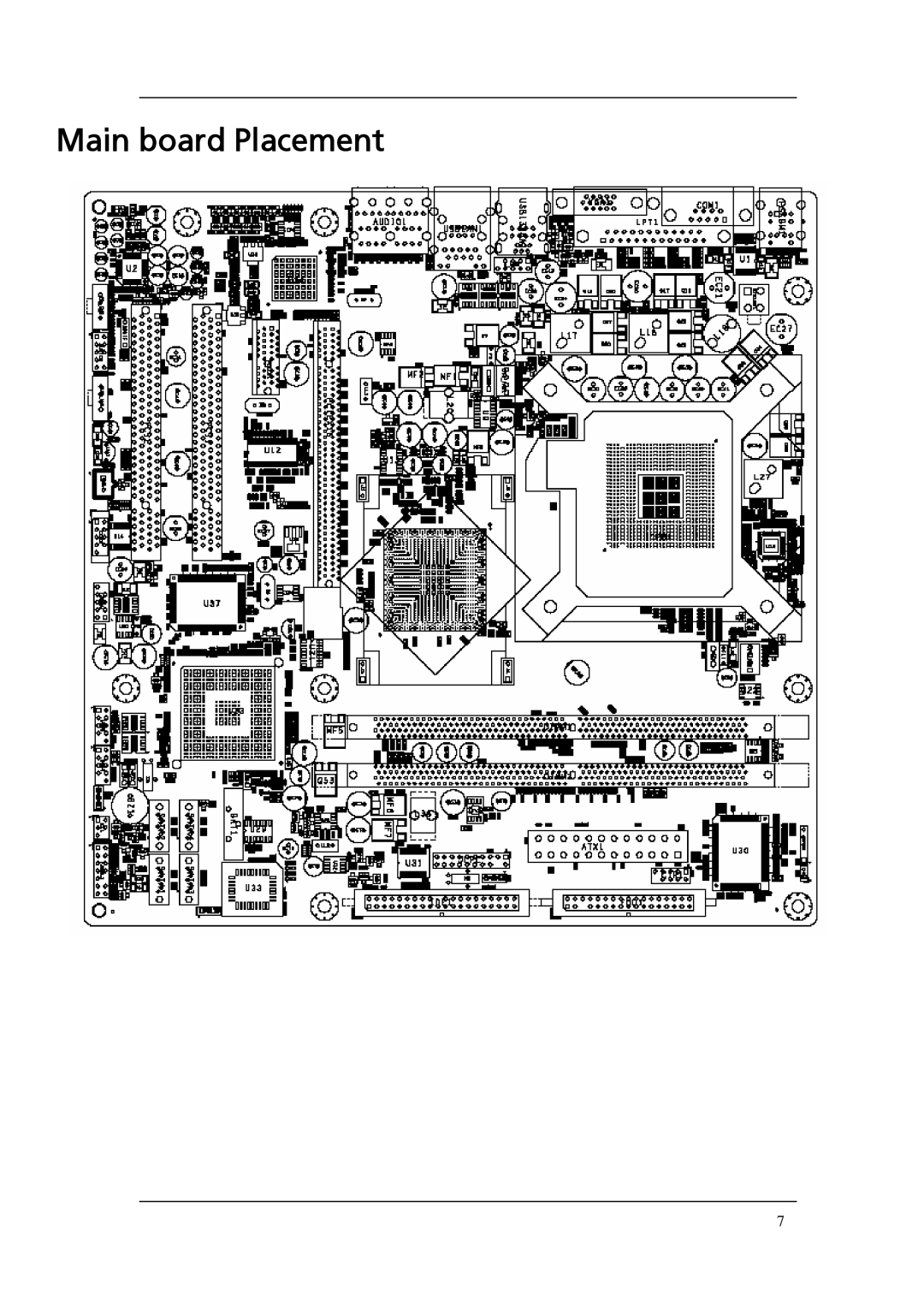 Acer M265 manual Main board Placement 