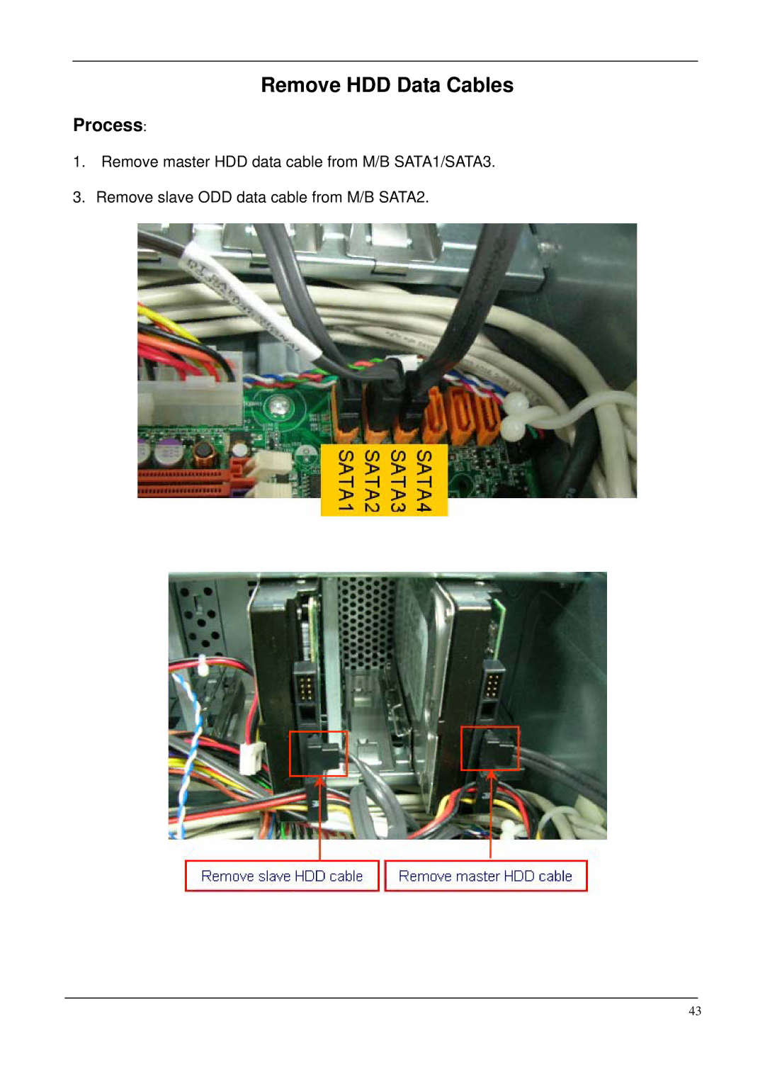 Acer M265 manual Remove HDD Data Cables 