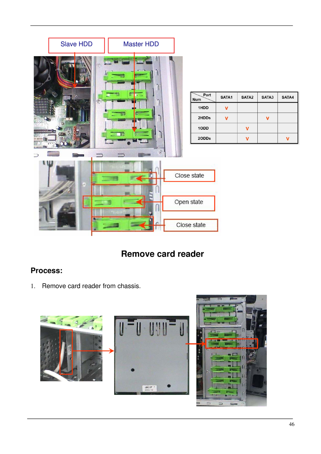 Acer M265 manual Remove card reader 