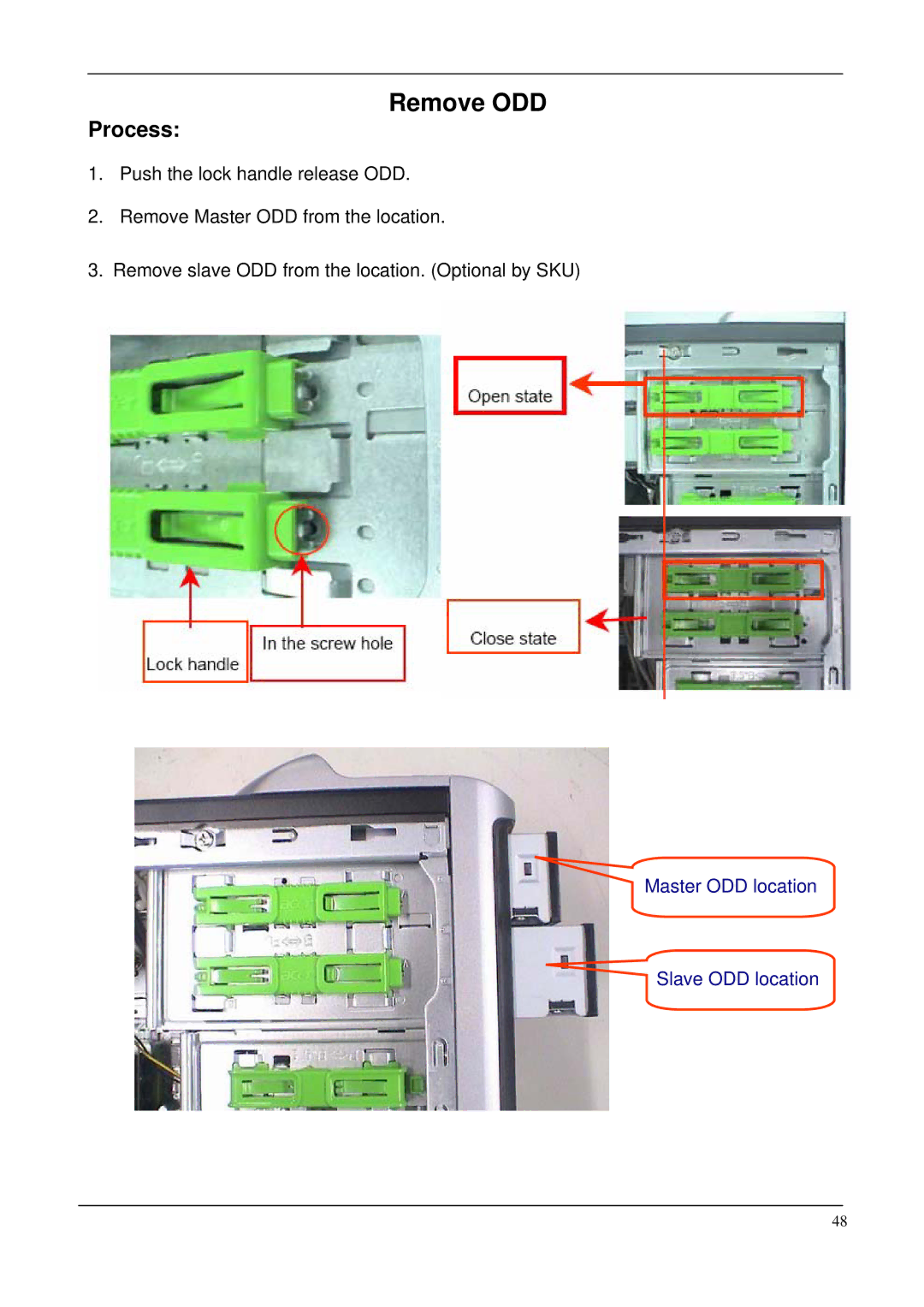 Acer M265 manual Remove ODD 