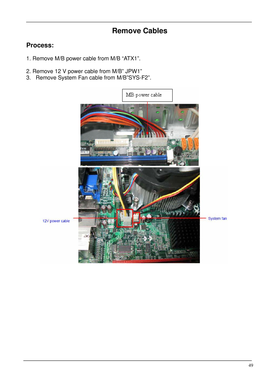 Acer M265 manual Remove Cables 