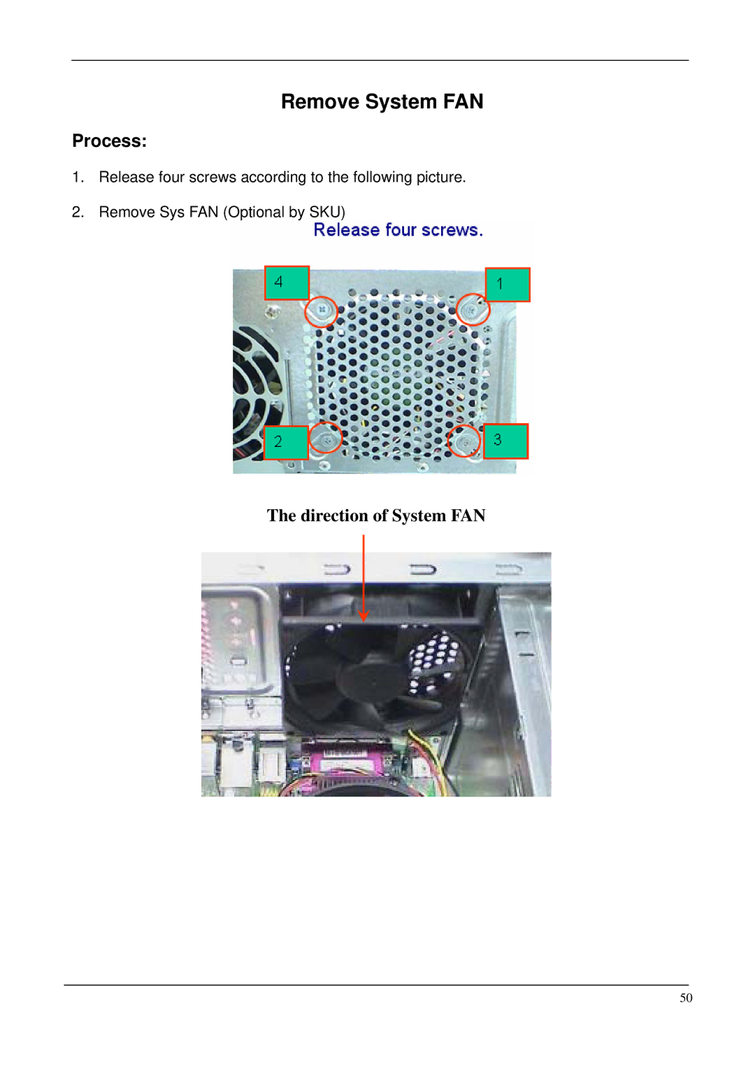 Acer M265 manual Remove System FAN 