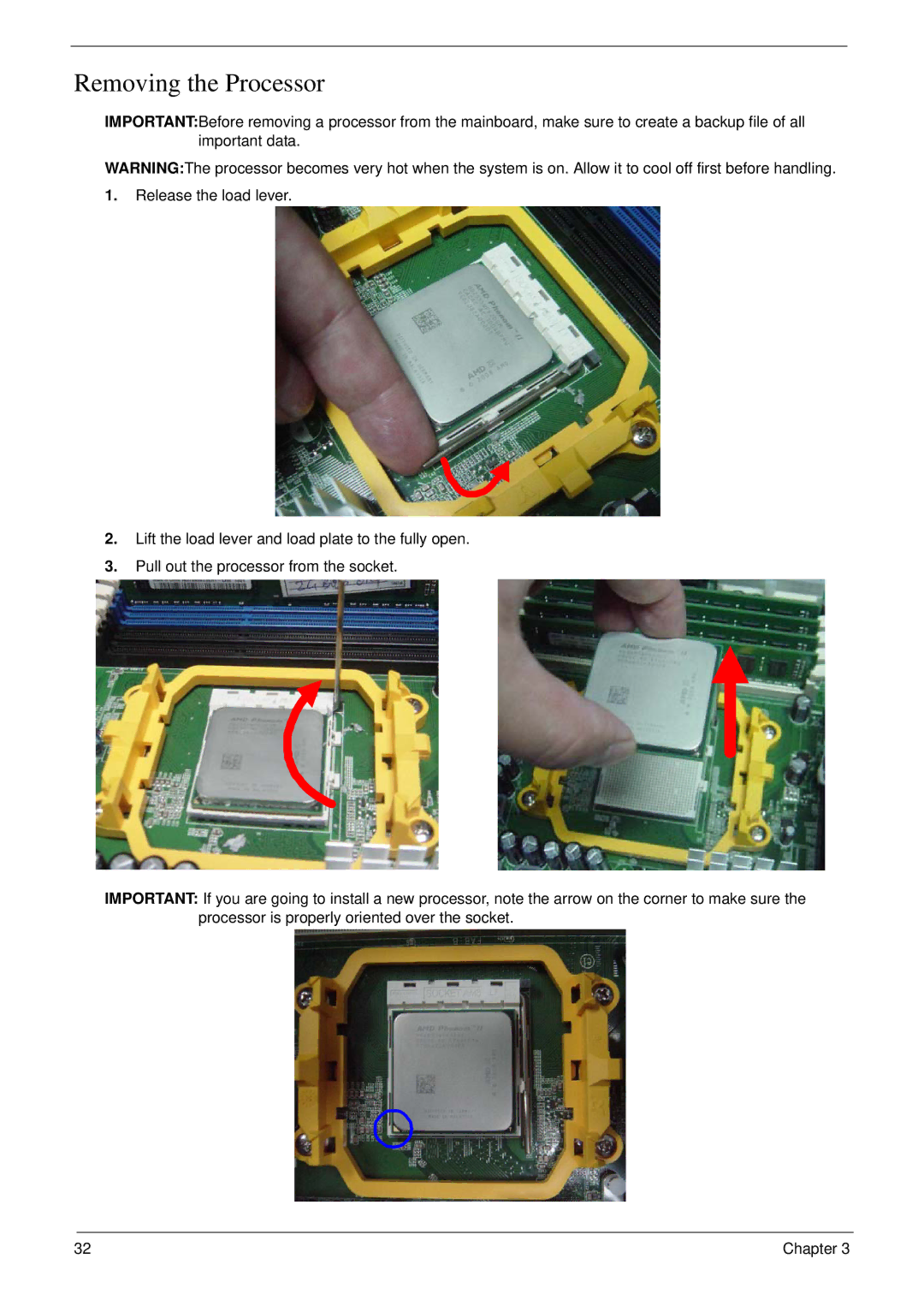 Acer m3400(g) manual Removing the Processor 