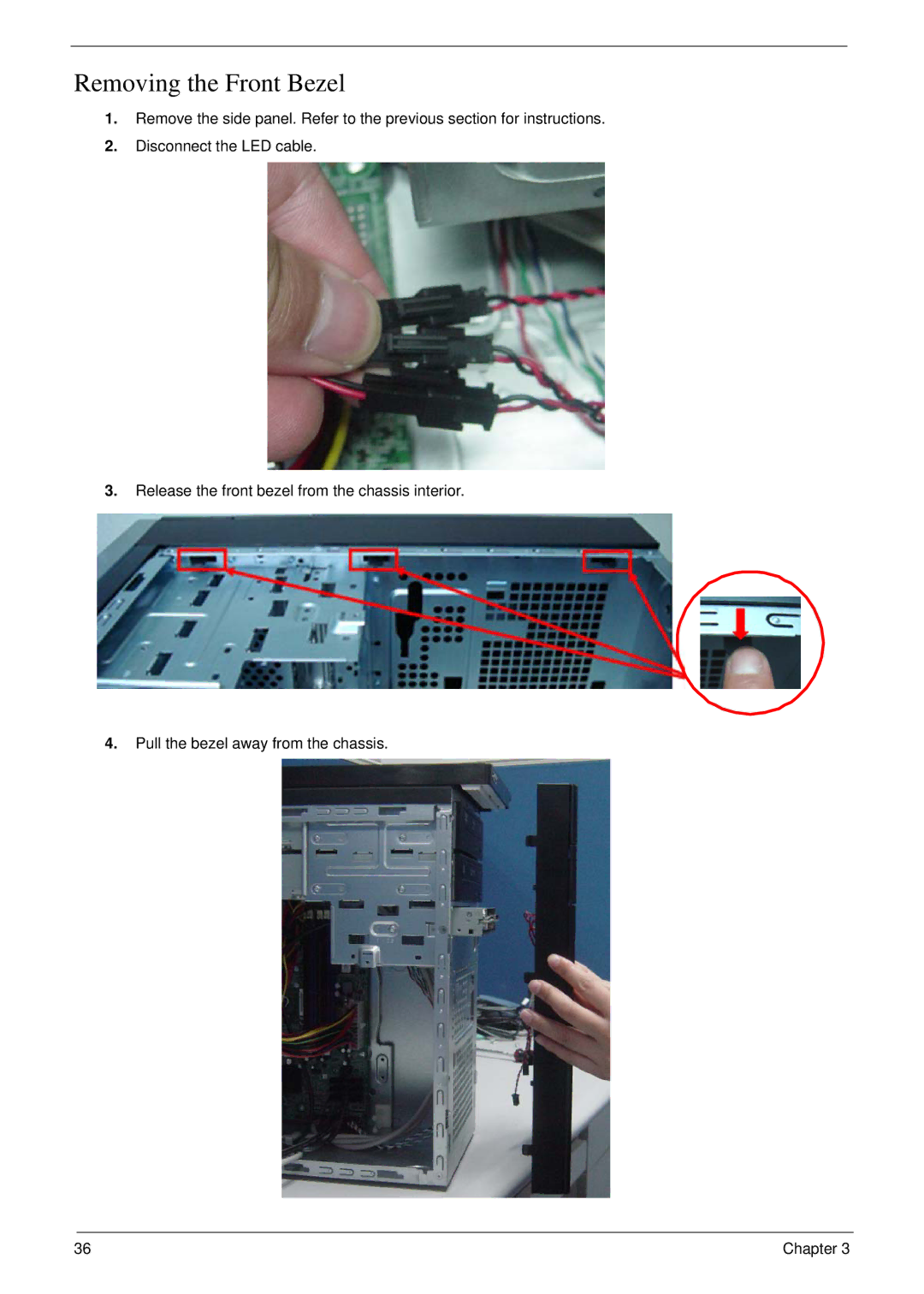 Acer m3400(g) manual Removing the Front Bezel 