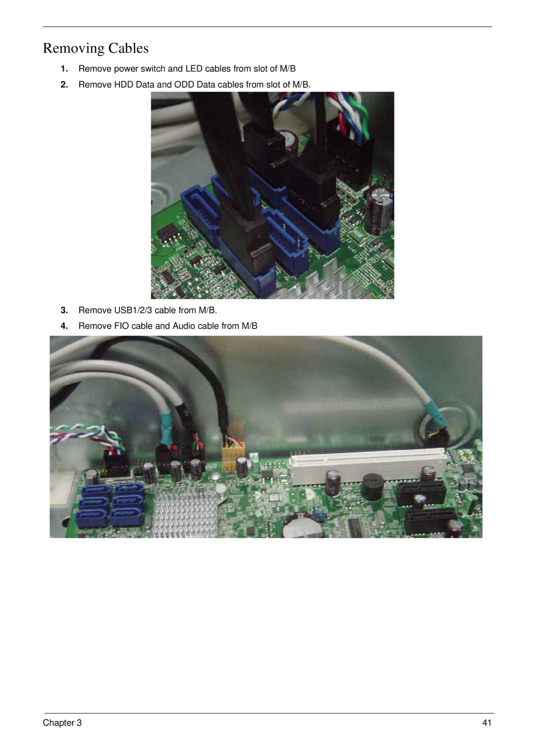 Acer m3400(g) manual Removing Cables 