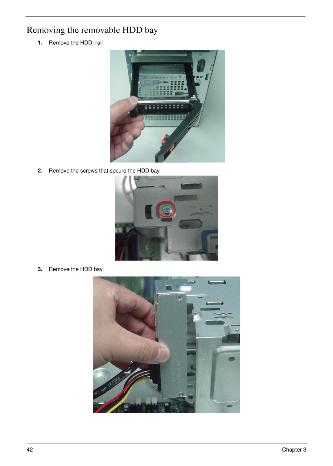 Acer m3400(g) manual Removing the removable HDD bay 