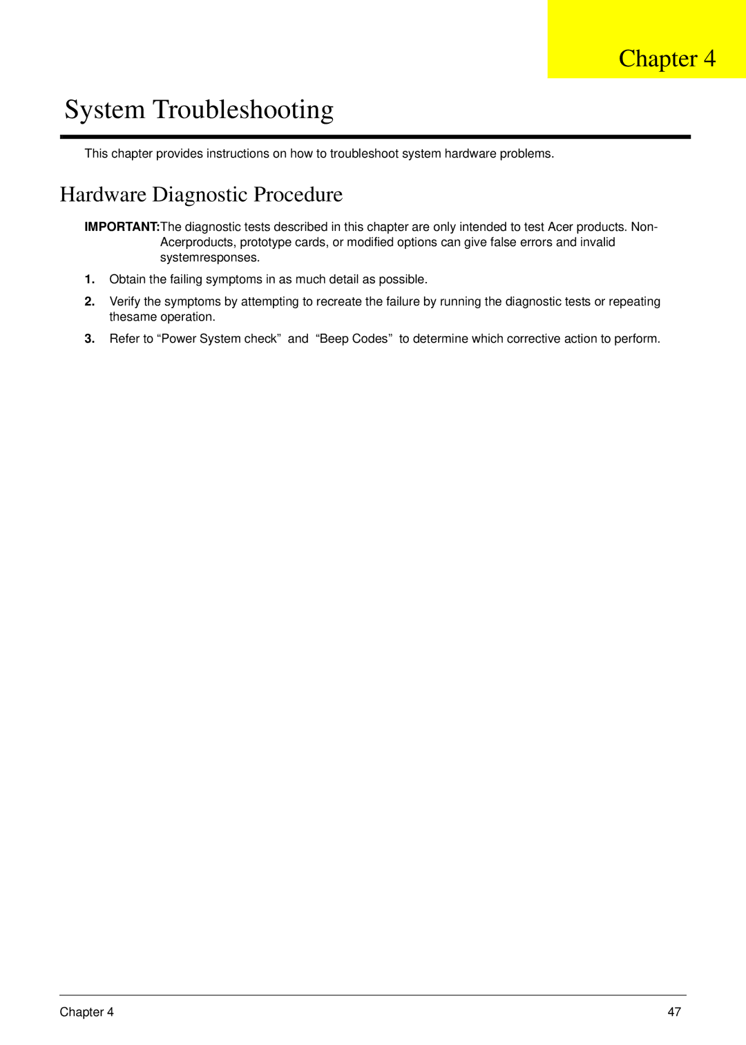 Acer m3400(g) manual System Troubleshooting 