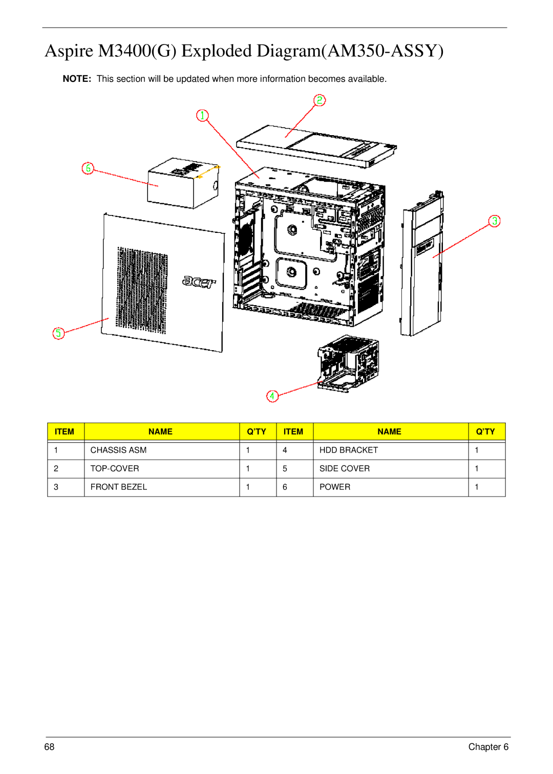 Acer m3400(g) manual Aspire M3400G Exploded DiagramAM350-ASSY 