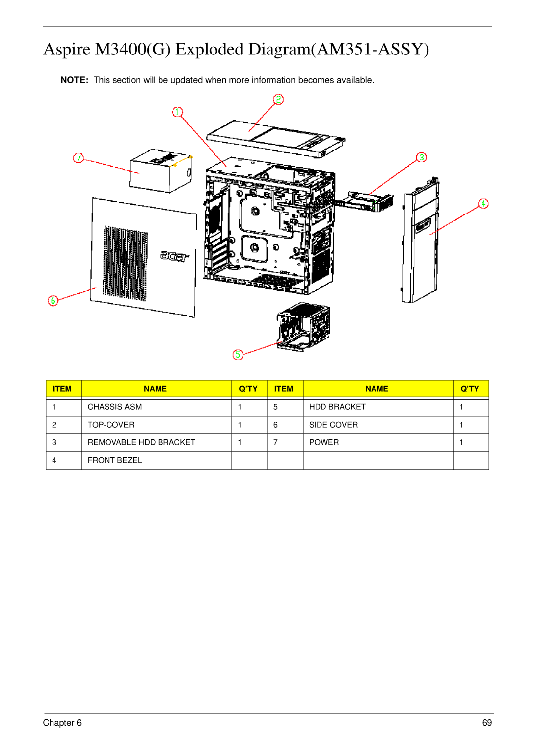 Acer m3400(g) manual Aspire M3400G Exploded DiagramAM351-ASSY 