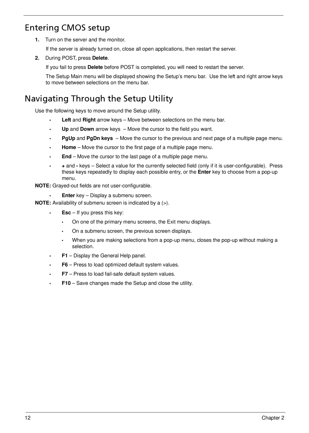 Acer M3802(G) manual Entering Cmos setup, Navigating Through the Setup Utility 